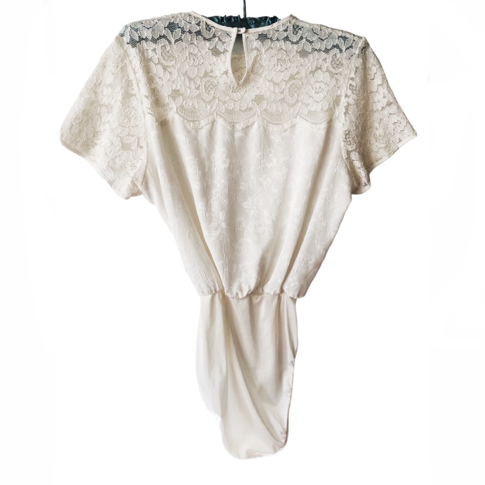 Bodysuit Short Sleeve Cream Satin and Lace Marks & Spencer Size 14/Large - Picture 7 of 16